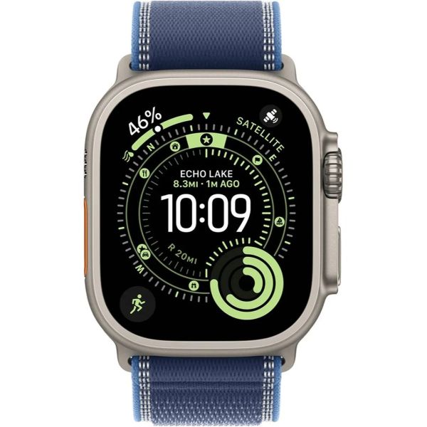 Apple Watch Ultra 3 LTE 49mm Natural Tit. Case w. Blue/Bright Blue Trail Loop - S/M (MEWR4)