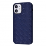 Чехол для iPhone 12 mini - Genuine Leather Case Weaving Series - Dark Blue