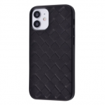 Чехол для iPhone 12 mini - Genuine Leather Case Weaving Series - Black