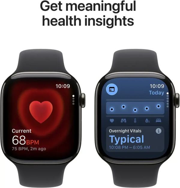 Apple Watch Series 11 GPS + Cellular 46mm Slate Tit. Case w. Black S. Band - S/M (MFD14)