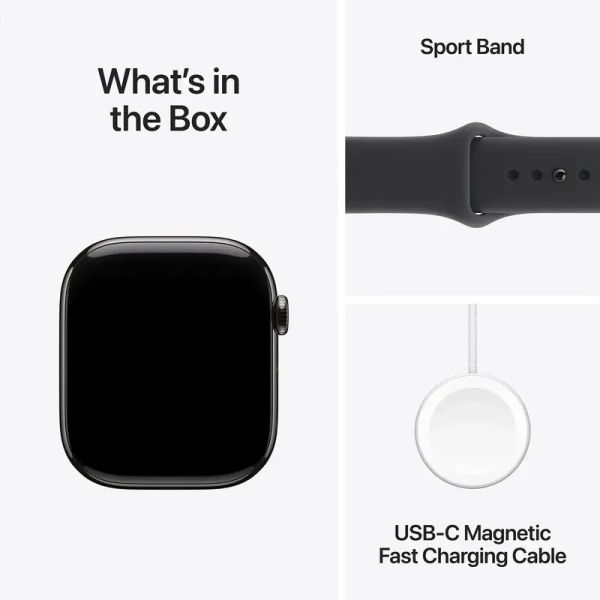Apple Watch Series 11 GPS + Cellular 46mm Slate Tit. Case w. Black S. Band - S/M (MFD14)
