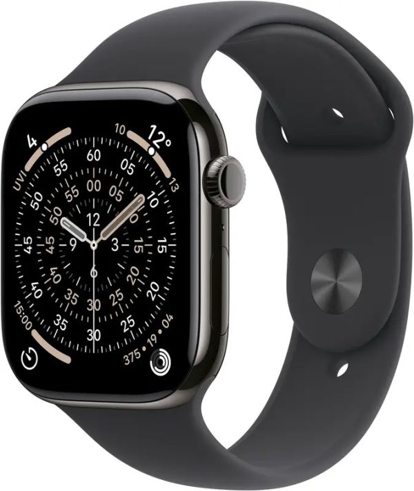 Apple Watch Series 11 GPS + Cellular 46mm Slate Tit. Case w. Black S. Band - S/M (MFD14)