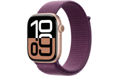 Apple Watch Series 10 GPS 42mm Rose Gold Aluminum Case w. Plum Sport Loop (MWWK3)