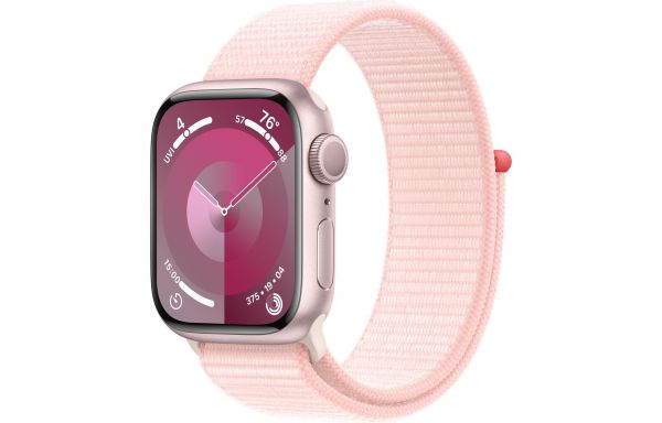 Apple Watch Series 9 GPS 45mm Pink Aluminum Case with Light Pink Sport Loop (MR9J3)
