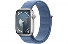 Apple Watch Series 9 GPS 45mm Silver Aluminum Case with Winter Blue Sport Loop (MR9F3)