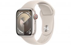 Apple Watch Series 9 LTE 45mm Starlight Aluminum Case with Starlight Sport Band - S/M (MRM83)