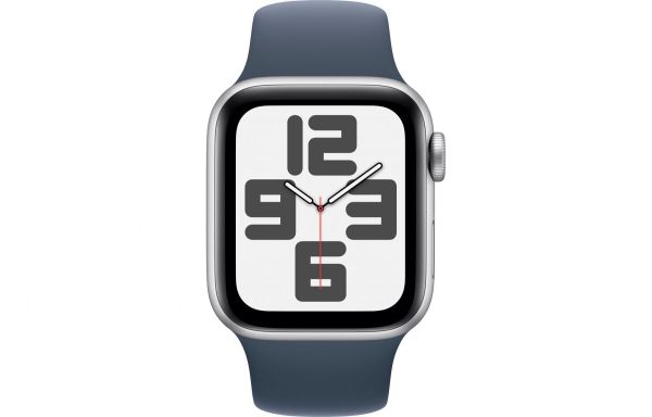 Apple Watch SE 2 GPS 40mm Silver Aluminium Case with Storm Blue Sport Band M/L (MRE23)