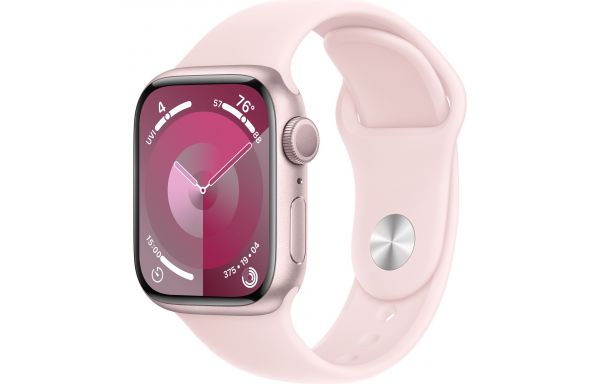 Apple Watch Series 9 GPS 41mm Pink Aluminum Case w. Light Pink Sport Band - M/L (MR943)