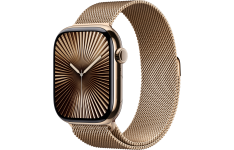 Apple Watch Series 10 LTE 42mm Gold Titanium Case w. Gold Milanese Loop (MX083)