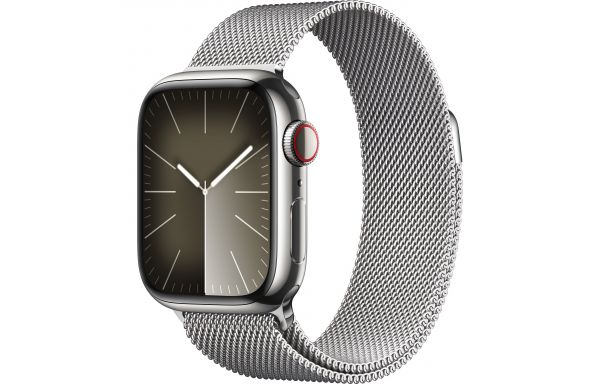 Apple Watch Series 9 GPS + Cellular 41mm Silver S. Steel Case w. Silver Milanese Loop (MRJ43)