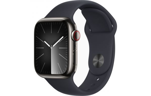 Apple Watch Series 9 GPS + Cellular 41mm Graphite S. Steel Case w. Midnight Sport Band - S/M (MRJ83)