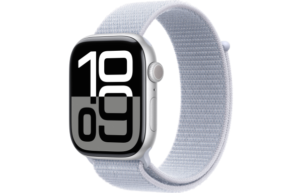 Apple Watch Series 10 LTE 46mm Silver Aluminium Case with Blue Cloud Sport Loop (MWY23)