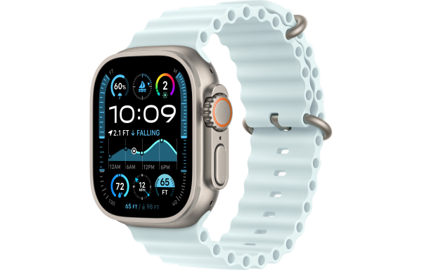 Apple Watch Ultra 2 LTE 49mm Natural Titanium Case with Ice Blue Ocean Band (MXTF3)