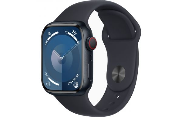 Apple Watch Series 9 GPS + Cellular 45mm Midnight Aluminum Case w. Midnight Sport Band - S/M (MRMC3)