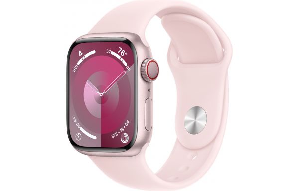 Apple Watch Series 9 GPS + Cellular 45mm Pink Alu. Case w. Light Pink Sport Band - S/M (MRMK3)