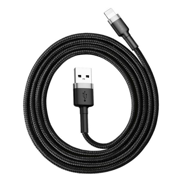 Кабель Baseus Cafule Lightning Cable 2.4A (1m) Gray/Black (CALKLF-BG1)