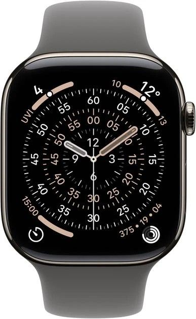 Apple Watch Series 11 GPS + Cellular 46mm Natural Tit. Case w. Stone Gray Sport Band - S/M (MFCW4)