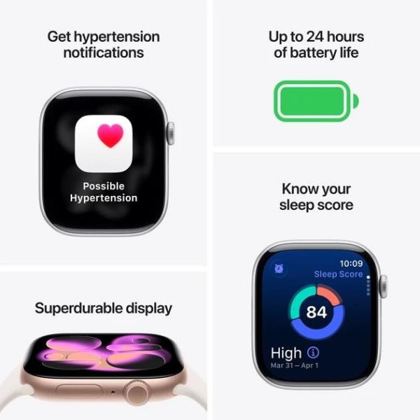 Apple Watch Series 11 GPS + Cellular 46mm Natural Tit. Case w. Stone Gray Sport Band - S/M (MFCW4)