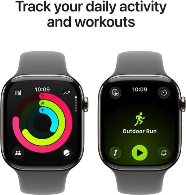 Apple Watch Series 11 GPS + Cellular 46mm Natural Tit. Case w. Stone Gray Sport Band - S/M (MFCW4)