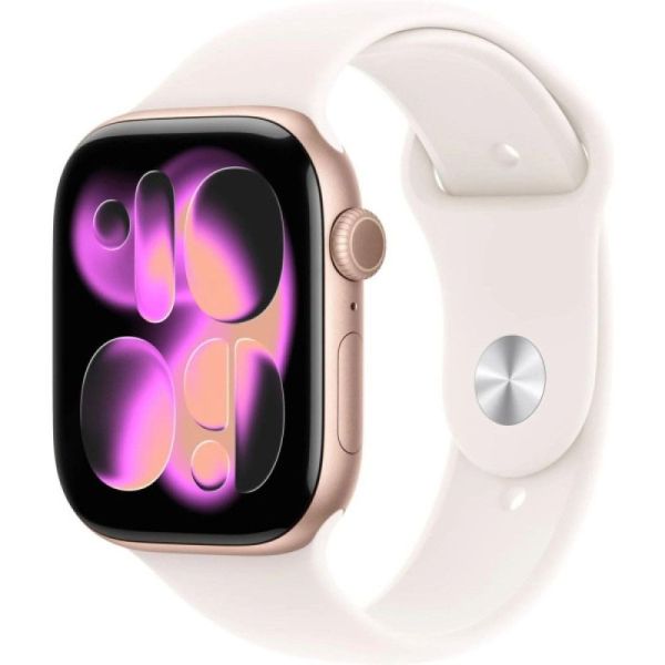 Apple Watch Series 11 GPS + Cellular 46mm Rose Gold Alu. Case w. Light Blush Sport Band -S/M (MFCG4)