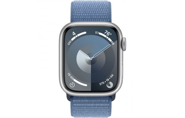Apple Watch Series 9 LTE 41mm Silver Aluminum Case with Winter Blue Sport Loop (MRHX3)