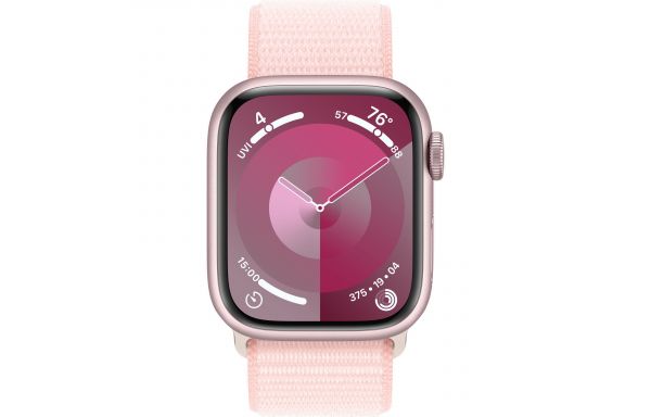 Apple Watch Series 9 LTE 45mm Pink Aluminum Case with Light Pink Sport Loop (MRMM3)