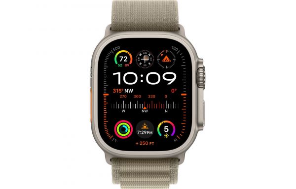 Apple Watch Ultra 2 GPS + Cellular 49mm Titanium Case with Olive Alpine Loop - Medium (MREY3/MRFJ3)