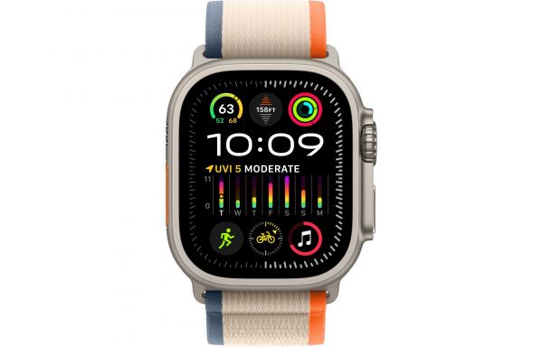 Apple Watch Ultra 2 GPS + Cellular 49mm Titanium Case with Orange/Beige Trail Loop - S/M (MRF13)