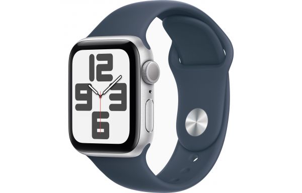 Apple Watch SE 2 40mm Silver Aluminum Case with Storm Blue Sport Band S/M (MRE13)