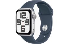 Apple Watch SE 2 GPS 40mm Silver Aluminium Case with Storm Blue Sport Band M/L (MRE23)