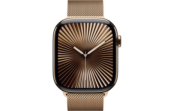 Apple Watch Series 10 LTE 46mm Gold Titanium Case w. Gold Milanese Loop - M/L (MX003)
