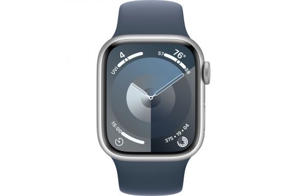 Apple Watch Series 9 GPS 45mm Silver Alu. Case w. Storm Blue S. Band - M/L (MR9E3)