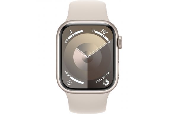 Apple Watch Series 9 GPS 45mm Starlight Aluminum Case w. Starlight Sport Band - M/L (MR973)