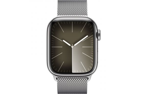 Apple Watch Series 9 GPS + Cellular 41mm Silver S. Steel Case w. Silver Milanese Loop (MRJ43)
