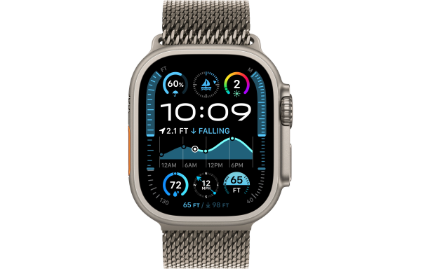 Apple Watch Ultra 2 LTE 49mm Natural Titanium Case with N. Titanium Milanese Loop - L (MX5T3)