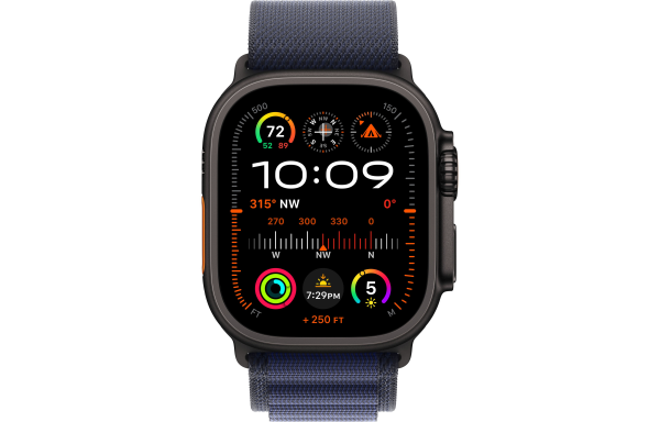 Apple Watch Ultra 2 LTE 49mm Black Titanium Case with Navy Alpine Loop - Large (MYPY3)