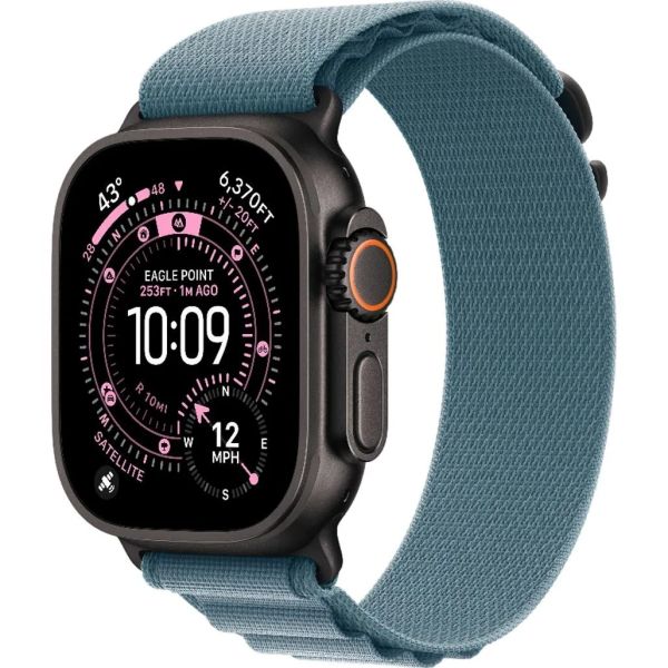 Apple Watch Ultra 3 LTE 49mm Black Tit. Case w. Light Blue Alpine Loop - Medium (MF254+MG9L4)