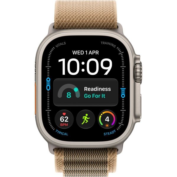 Apple Watch Ultra 4 Natural Titanium Case with Desert Alpine Loop - Medium (MJAF4)