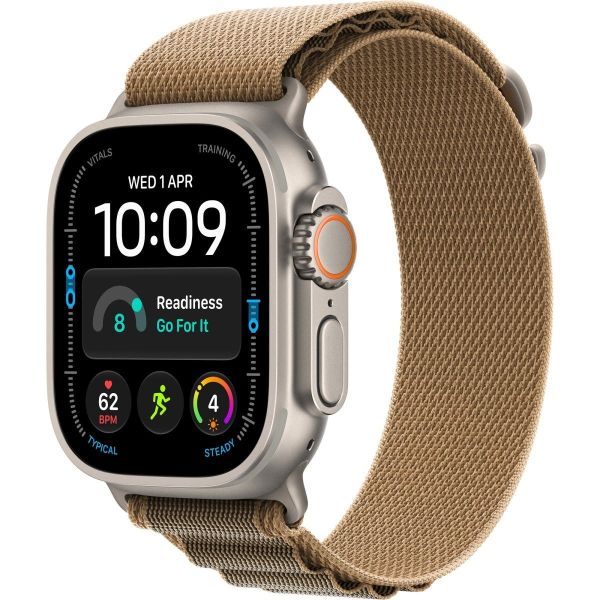Apple Watch Ultra 4 Natural Titanium Case with Desert Alpine Loop - Medium (MJAF4)