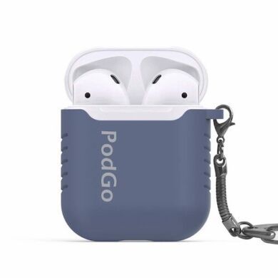 Силиконовый чехол с брелком для Apple AirPods AHASTYLE Keychain Silicone Case for Apple AirPods - Navy Blue (AHA-01040-NBL)