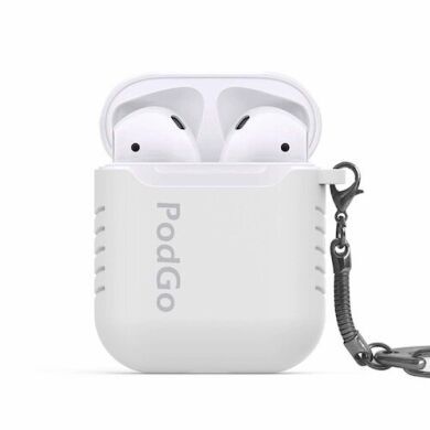 Силиконовый чехол с брелком для Apple AirPods AHASTYLE Keychain Silicone Case for Apple AirPods - White (AHA-01040-WHT)