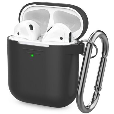 Чехол с карабином для Apple AirPods AHASTYLE Silicone Case with Carabiner - Black (AHA-01060-BLK)