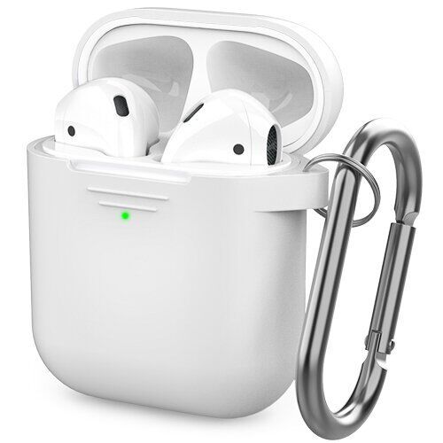 Чехол с карабином для Apple AirPods AHASTYLE Silicone Case with Carabiner - White (AHA-01060-WHT)