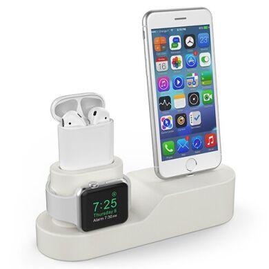 Силиконовая подставка AHASTYLE Silicone Stand 3 in 1 for Apple Watch, AirPods and iPhone - Beige (AHA-01280-BGE)