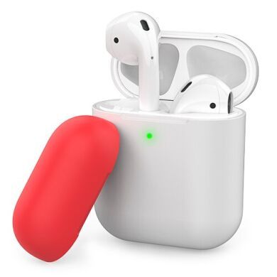 Чехол для Apple AirPods AHASTYLE Two Color Silicone Case - White/Red (AHA-01380-WWR)