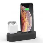 Силиконовая подставка AHASTYLE Silicone Stand 2 in 1 for Apple AirPods and iPhone - Black (AHA-01550-BLK)