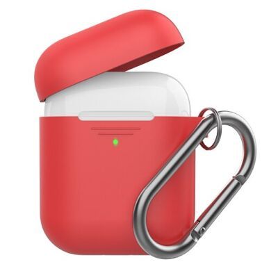 Чехол с карабином для Apple AirPods AHASTYLE Duo Silicone Case with Carabiner for Apple AirPods - Red (AHA-02060-RED)