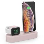 Силиконовая подставка AHASTYLE Silicone Stand 2 in 1 for Apple Watch and iPhone - Pink (AHA-01560-PNK)
