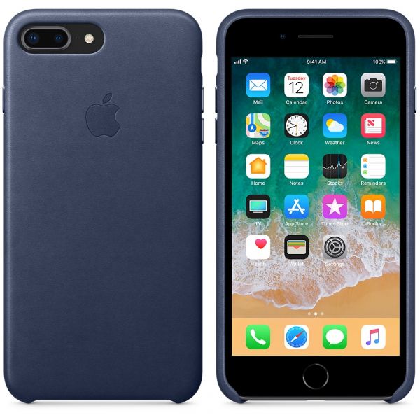 Чохол-накладка для iPhone 7 Plus/8 Plus - Apple Leather Case - Midnight Blue (MQHL2)