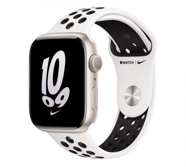 Apple Watch Nike Series 8 GPS 45mm Starlight Aluminum Case w. Summit White/Black Nike S. Band (MPH13)